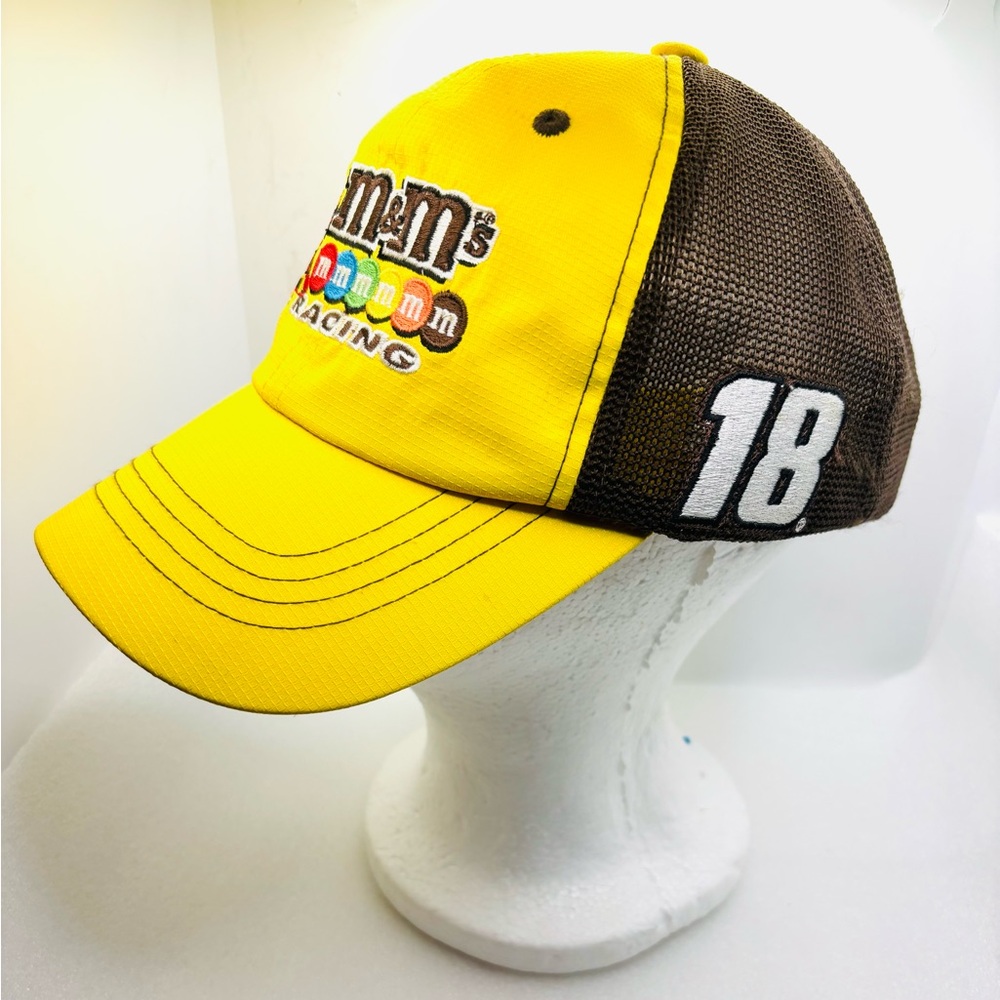 Nascar x M&M's Hat Cap Adjustable Youth Yellow/Brown Back Mesh #18 Kyle Busch - Picture 3 of 8